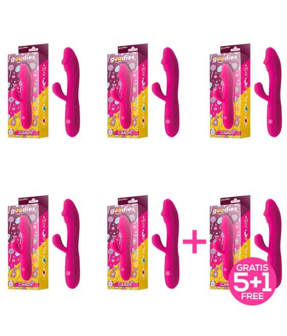 Pack 51 Candy Vibrador con Conejito Punto G USB Silicona Fucshia