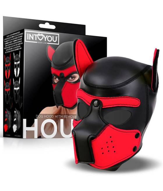 Hound Máscara de Perro Neopreno Hocico Extraíble Negro/Rojo Talla Única