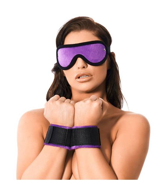 Rimba Bondage Play Esposas y Mascara Ajustables Color Purpura