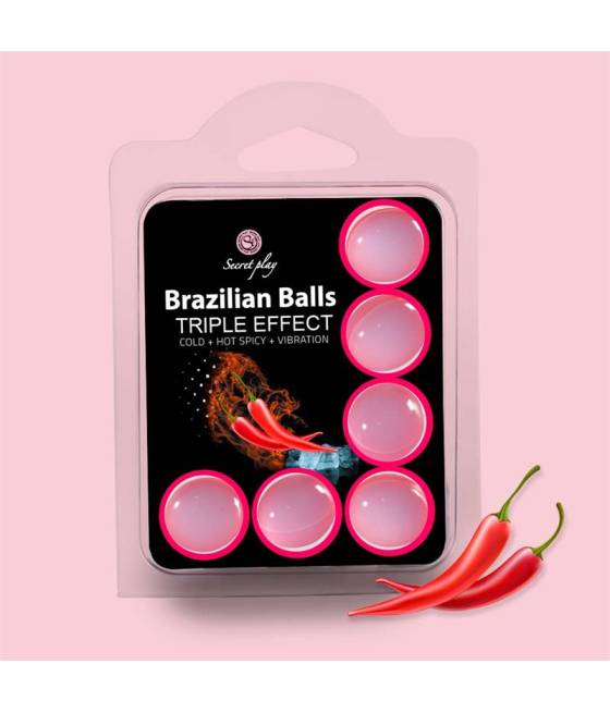Set 6 Brazilian Balls Triple Efecto Calor Frio y Vibracion